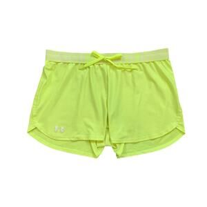 Under Armour Shorts Women L Large Highlighter Semi Fitted HeatGear Running Tulip
